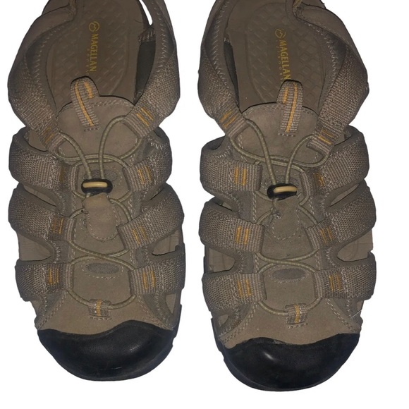 Magellan Outdoors Mens 9D Tan Textile Canvas Fisherman Hiking Sandals - Picture 2 of 4